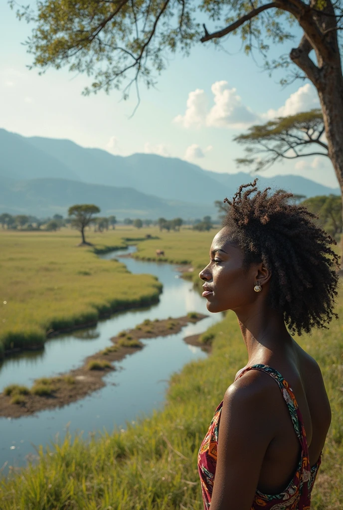 African American girl reflecting alone