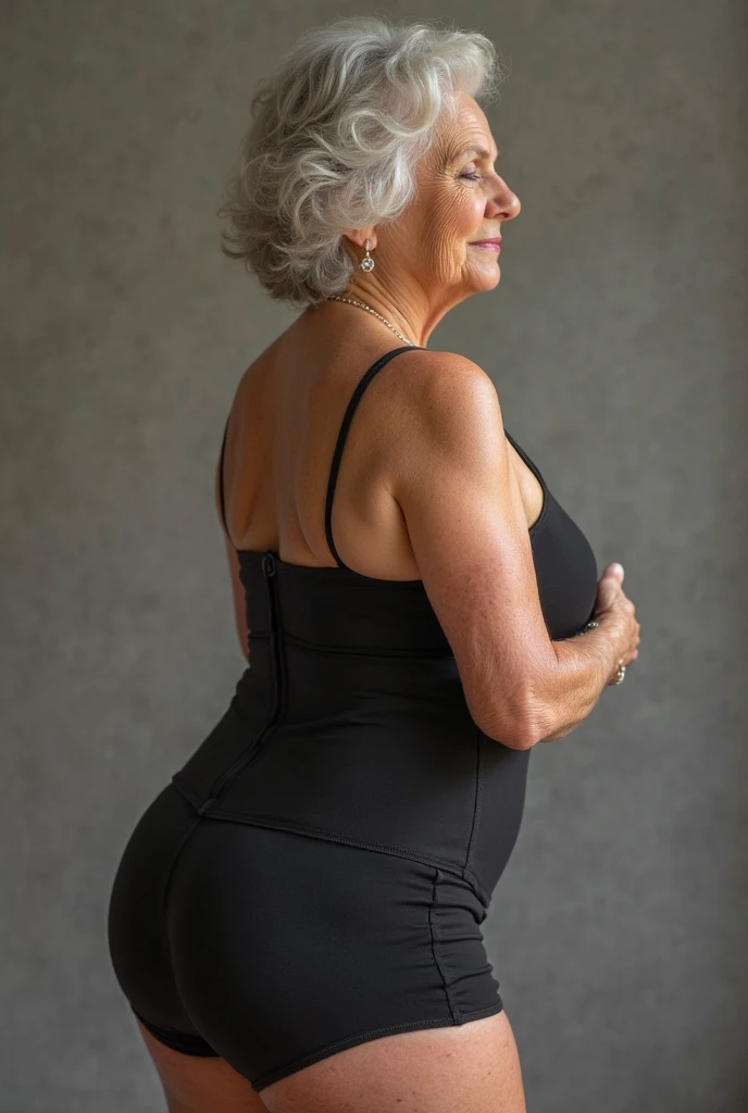 day, soft lights, old women Sixty years old, red lips, long-long white curly hair, she smiling, posing on huge night balcony, she weared shorst black night bodycon dress, lifted the dress with her hands and shows her ass she's posing her back, showing her back and to the viewer, showing her ass jaw-dropping older beauty, jaw dropping mature older beauty, old face and body with wrinkles, old face, attractive grandma, a gorgeous old silver hair, beautiful old grandma, lovely older mature grandma, gorgeous beautiful grandma over 80 years old, beautiful silver hair grandma, beautiful detailed body and face, a beautiful old grany,