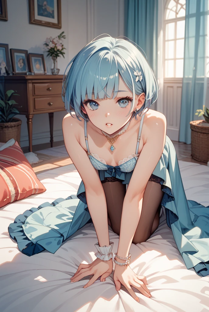 (masterpiece, best quality), 1girl, Aqua Side Swept Faux Bangs, Sizes I to L breasts,   <lora:facesitting_v4.1:0.8> fcsttng