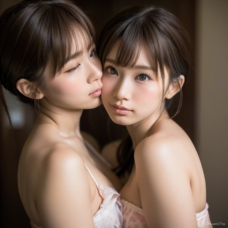 "Capture moments of passion and intimacy: Two Women, I love you deeply, Hold me tight, Exchanging passionate kisses."