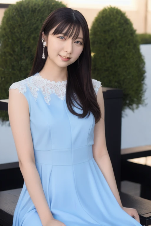 Yu-jinNobodySD15 portrait photo of beautiful woman (smiling:1.2) evening dress depth of field bokeh bright morning light (masterpiece) (best quality) (detailed) (8k) (HDR) (wallpaper) (cinematic lighting) (sharp focus) (intricate) <lora:epiNoiseoffset_v2:1>