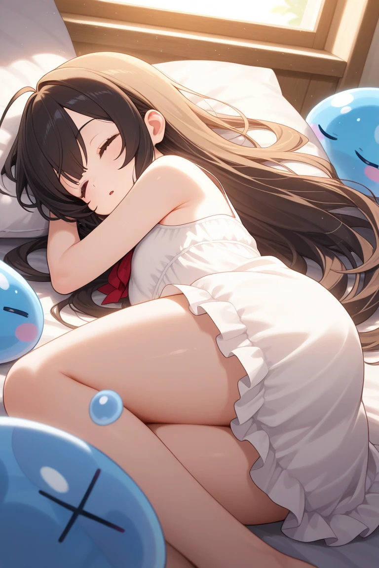 ((masterpiece, Side Lighting, finely detailed beautiful eyes: 1.2)), Super detailed, Ultra-high resolution, Professional Lighting, High quality makeup, beautiful detailed eyes, sexy, beautiful, Big eyes, Cowboy Shot, (Girl:1.3), hinatsuru ai, blue eyes, Black Hair, Brown Hair, Ridiculously long hair, Ahoge, Twin tails, Blue and white dress, Yellow ribbon, White Beret, smile, blush, wariza, Spread your legs,orgasm,blush, Sweat,White panties、Squat、Look at this、skirt、、Attacked by tentacles、Tentacles wrap around my legs、Tentacles in the crotch、Captured by tentacles、cry、shout、Ecstasy face、skirtの中の触手、Do not run away、Lying down、Torn clothes、skirtの下からスパッツが見えます、Spread your legs、Disheveled clothing、skirtをめくった、