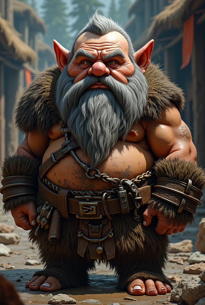 dwarf , RPG , Nordic, charachter, bard, tambor , tambourine, light outfits , leathery , Dance, Large Beard , without hair, nordic tattoo, runes , short stature .