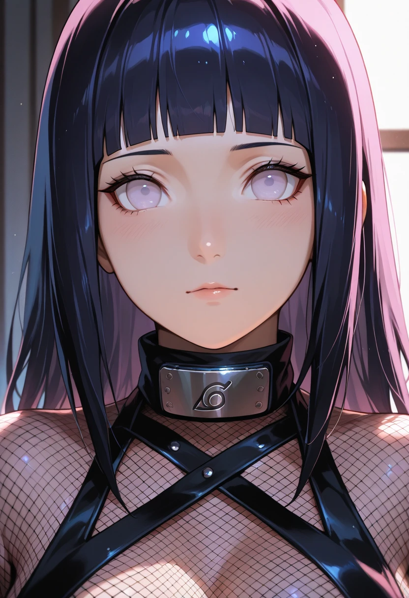 Una chica sexy Bella hermosa pecho grande cabello azul claro corto corte su ojo gris labio azul se viste Brasier negro y un falda blanco largo tacone negro