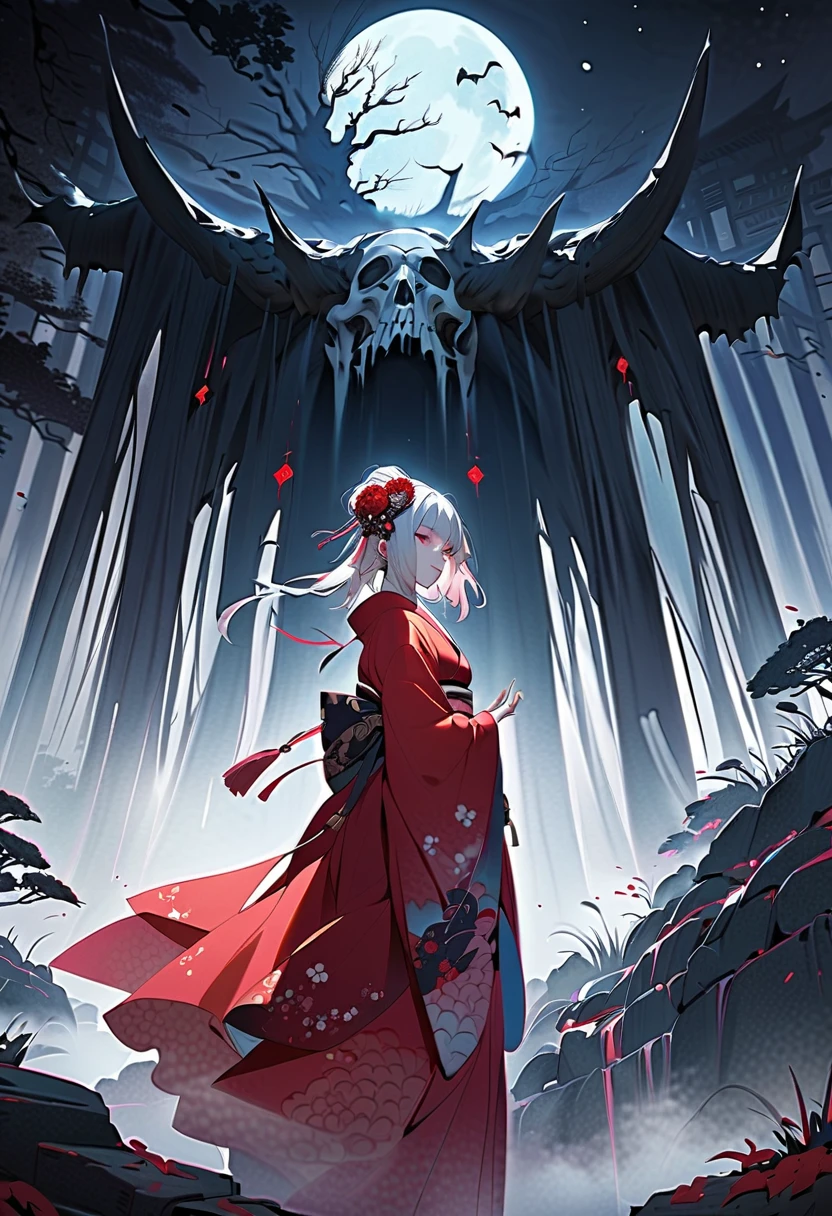 ((best quality)), ((official art)), ((masterpiece)), textile shading, ((ultra-detailed)), solo, full color, (1girl, solo, bssmsuperoutfit, circlet, white leotard,,blue sailor collar, sleeveless, heart brooch, miniskirt, white gloves, hairstyle, hairlength , detailed face, (full body:1.1)), (in nature) (best quality, highres, ice skull:1.1), ice skull, girl style, thick body art, detailed facial features, icy blue eyes, glossy lips, long eyelashes, porcelain skin, blue and silver color scheme, intricate skull design, realistic texture, vibrant colors, elaborate background, mysterious atmosphere, frozen garden, snow-covered trees, sparkling ice crystals, surreal lighting, fantasy elements