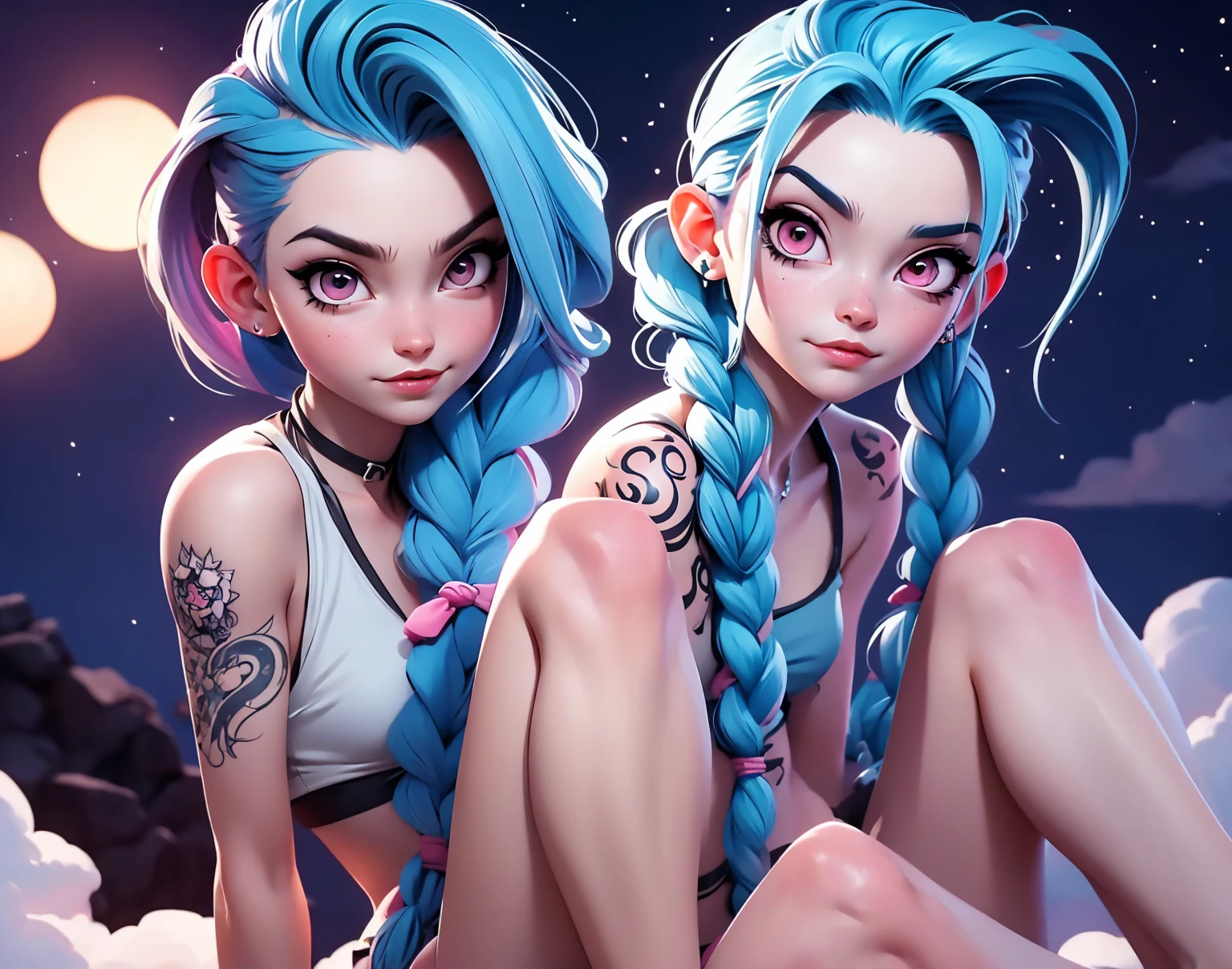 1boy, 1girl, accurate anatomy, light-skinned male, beautiful, stunning, masterpiece, cum in nose, blue hair, braided ponytail, freckles, cute, sparkling eyes, hands-free, deepthroat no hands, cum bubble