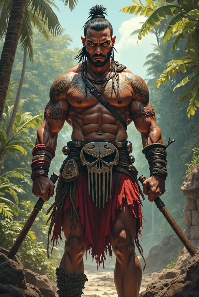 Panamenian warrior with a panamenian flat in his right hand