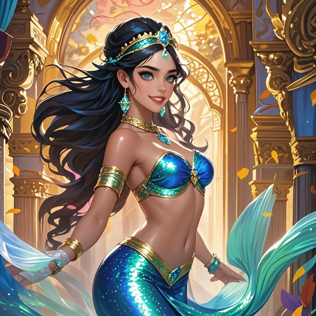 Aurora "Brasilis" is a Brazilian heroine with long, wavy hair in the color of the sun, in shades of gold and orange. Her eyes reflect the colors of the ocean, with shades of blue and green, and her skin has a tan tone. She wears a costume inspired by the colors of the Brazilian flag, combining green, yellow and blue. His costume is modern, practical and has details of leaves and flowers, referring to nature.