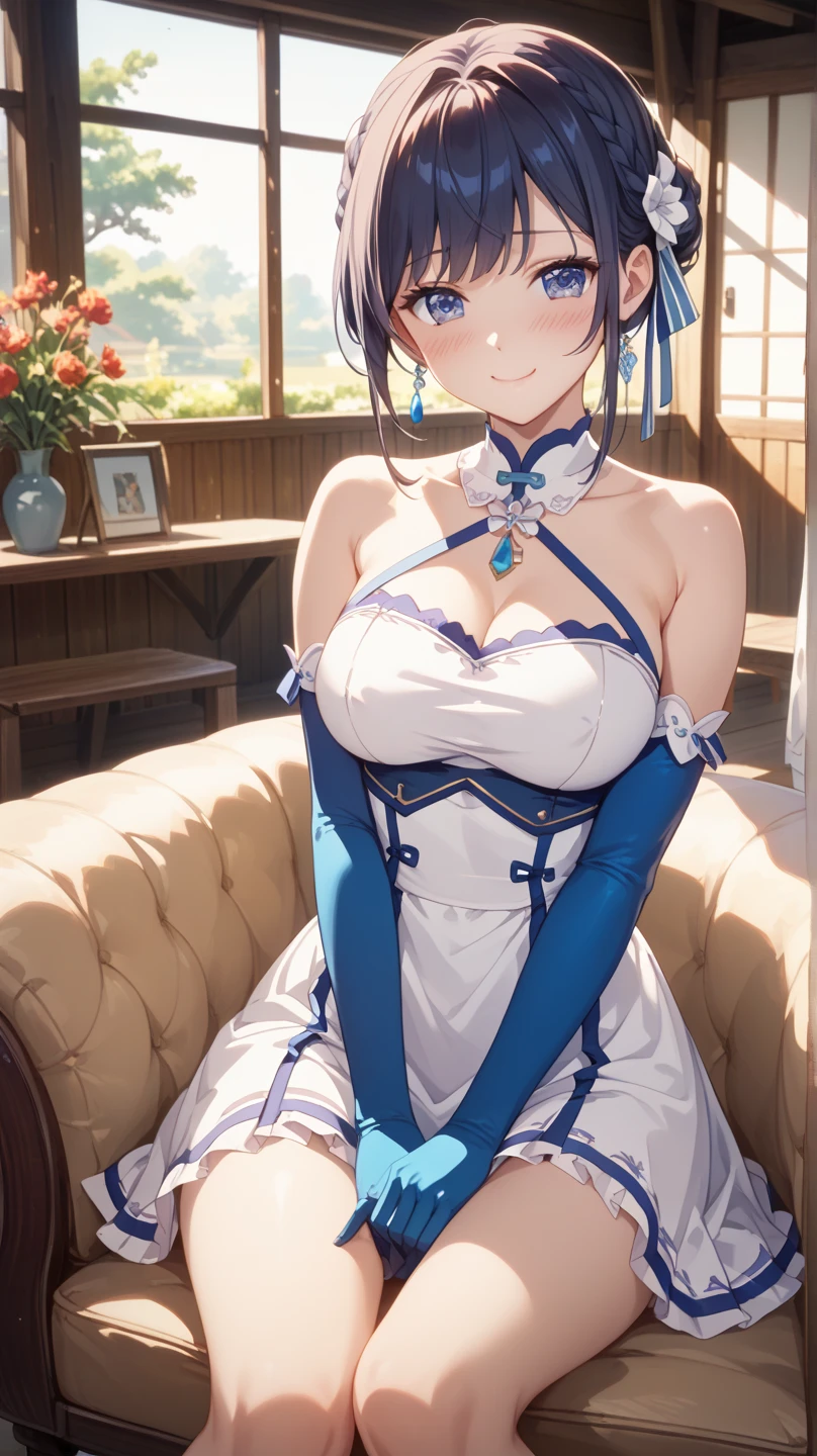 1girl, natural lighting, masterpiece, highly detailed, illustration, game CG, absurdres, high quality, aichan, large breasts, blue eyes, beautiful detailed eyes, short brown hair, side braid, (tape gag), (tape bound), (arms bound), eyes wide, shocked, surprised, kneeling, garden, strapless wedding dress, tiara, jewelry, view from above, girl looking up, (arms behind back)