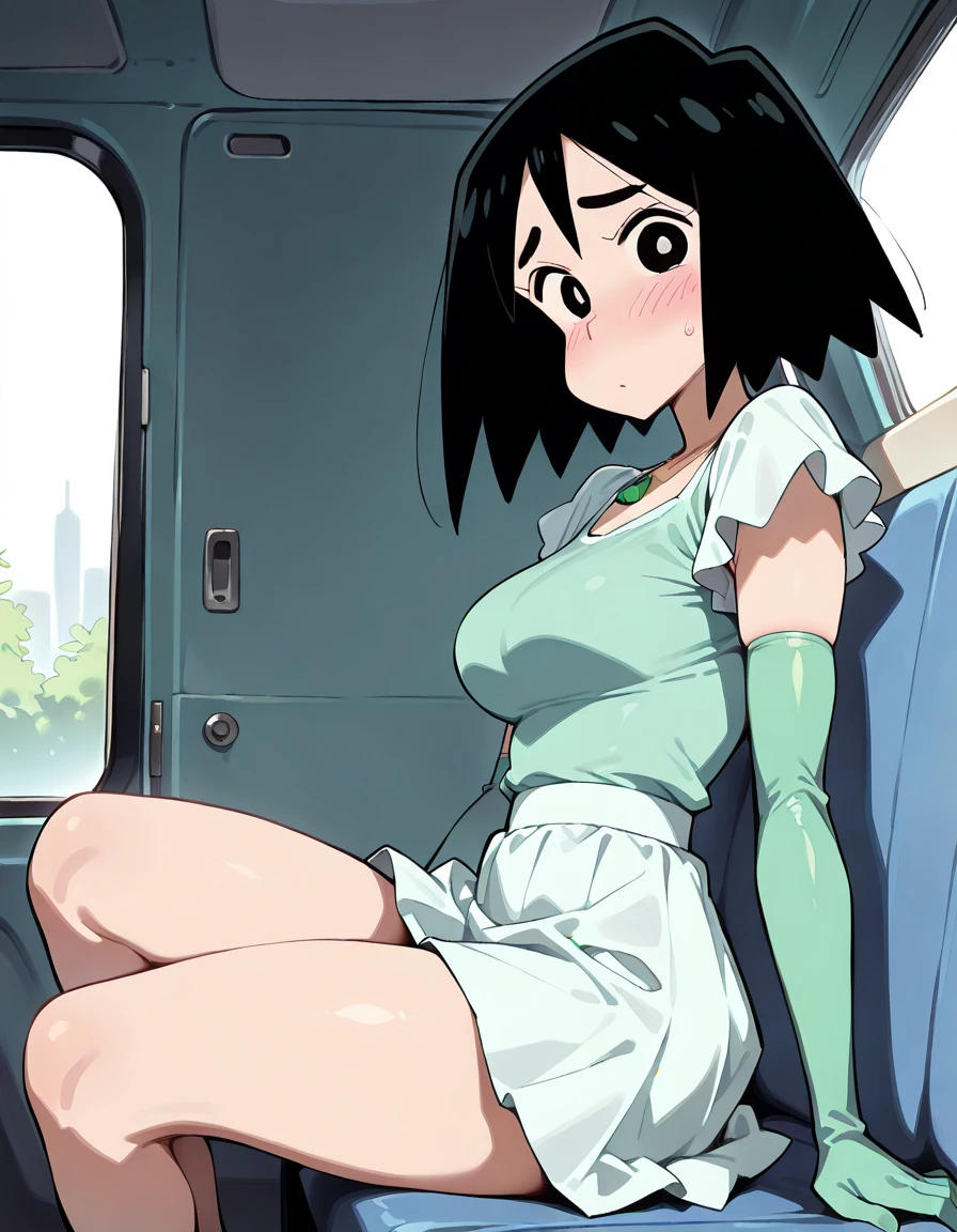 ((masterpiece)),((best quality)),ultra-detailed,illustration,Explicit,Beautiful body,Beautiful Nose,perfect eyes,perfect face,wallpaper,ultra highres,4K,photography,anime screencap,official style,shiny skin,faint lips,BREAK,nsfw,1girl,solo,Akane_tendo,Blue hair,furinkanuniform,slender,wearing white panties,BREAK,blush,angry,closed eyes,closed mouth,tears,cameltoe,lift skift,show white panties,looking  side,(cowboy shot:1.2),from forward,on the train