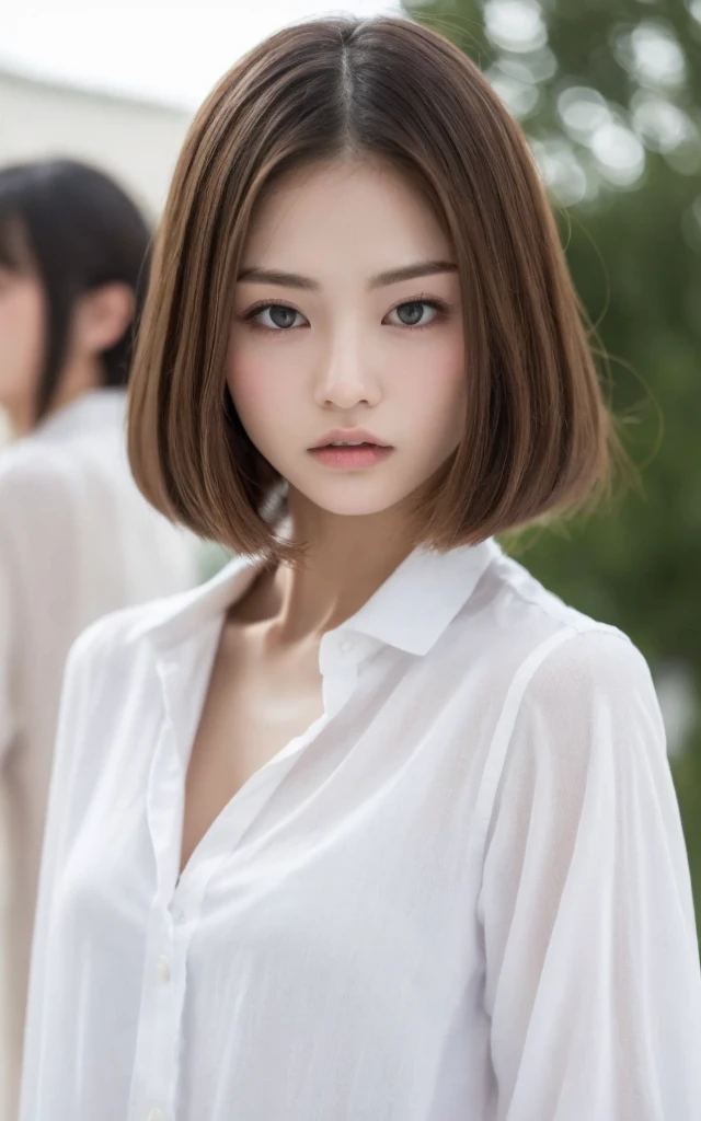 Prompt, images, perfect human anatomy, รายละเอียดvery good, very beautiful and delicate, unprocessed photos, beach, Professional lamp, Light, girls lined up in front of the motel, single focus , full body, female , brown hair on both arms, Small head, ((Large)), Baby Face, beautiful eyes, Real face, images skin, detailed eyes, ( Fashionable Hairstyle: 1.3), Sexy Gesture, Absurd、Hilarious results、 very good、Shirt