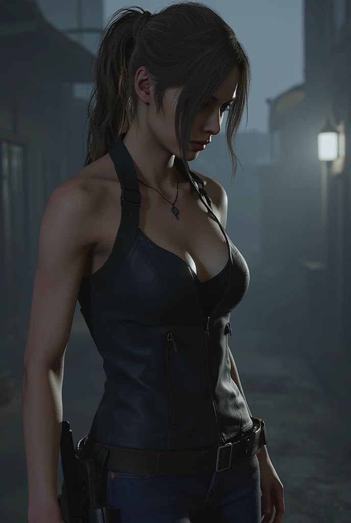 Lara Croft, Brown eyes, (best quality, Ultra-detailed), (realistic:1.37), beautiful and detailed face, ultra-realistic texture, delicate face, delicate body, red lipstick, bright colors. high definition, 8K.