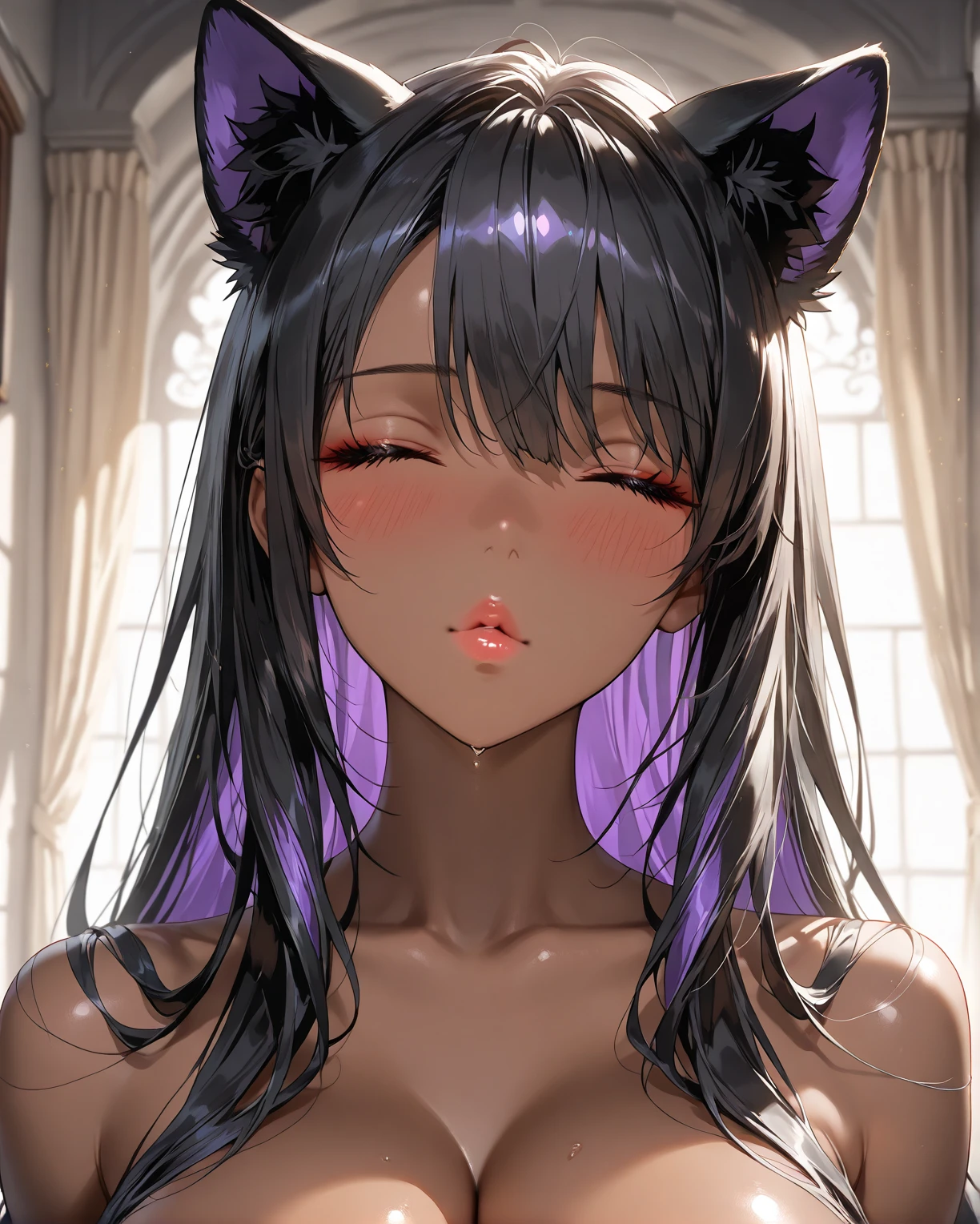 A lovely and sweet Chinese woman, 繊細でセクシーなclavicle, Attractive goose face, double eyelid, Clever pink eyes, Pink Lips,, Ultra HD, Super detailed, Ultra-thin transparency, Pink Hair、Optimal ratio, Cat ear、((masterpiece, highest quality)),睨みつけるGirl、clavicle, 全naked、Nipples、service、(((NSFW))),highest quality、Girl、naked、Feeling facial expression、(((NSFW))),highest quality、おっぱいを触られるGirlの画像、Soft boobs、Bouncy、being rubbed、Breasts being massaged、Massage the breasts、Fingers buried in boobs、おっぱいを揉まれて気持ちがいいGirl、Touching her breasts、Touching breasts、手でTouching her breasts絵、パイズリするGirlの絵、Semen on the breasts、ファラチオをしているGirl、Penis between boobs、Licking the penis with tongue、Licking the penis with your tongue、The act of licking the penis
