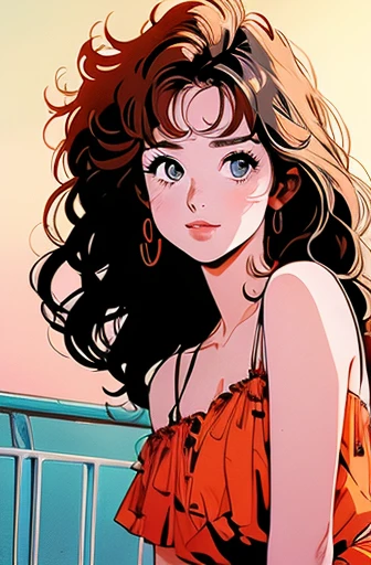 masterpiece,extremely detailed CG unity 8k wallpaper, best quality,32k,focus sharp, boa hancock, close up shot, upper body, from side, looking at viewer, leaning on table, ocean in background, railing, elegant red dress, light smile, small cleavage, 90s vibes,  <lora:90s_Vibe:0.6>,  <lora:boa_hancock_v1:0.7>,