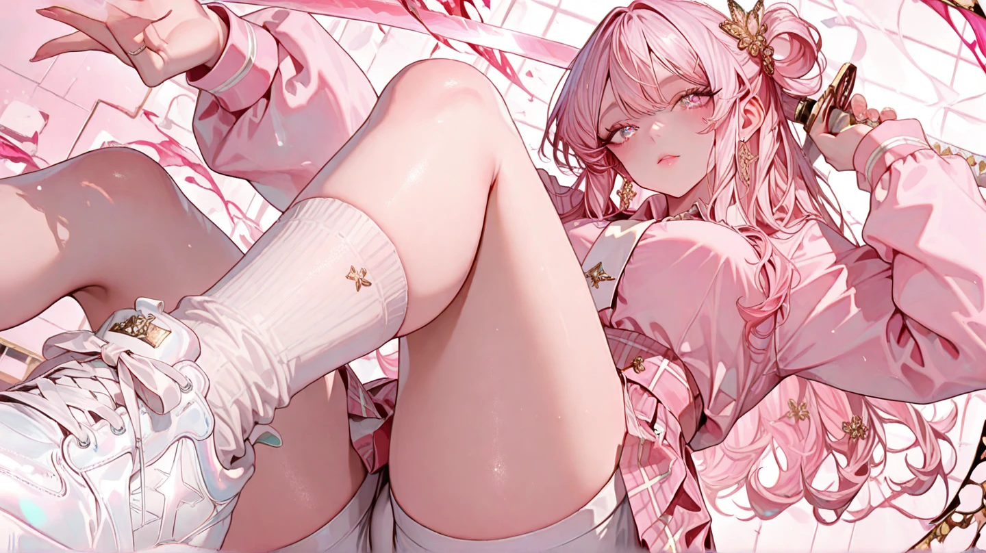 animesque、Pink-haired girl、Panties and penises、A penis pops out of a girl's panties