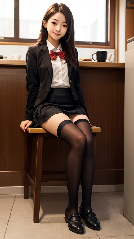 ulzzang -6500-v1.1, (Raw photo:1.2), (Photorealistic:1.4), Beautiful detailed girl, Very detailed eyes and face, Beautiful detailed eyes, Ridiculous, Incredibly ridiculous, Huge file size, super detailed, High resolution, Very detailed, Best Quality, masutepiece, Kemomimi, ((Japanese girls' high school uniform)), Illustration, Very detailed, nffsw, unified, 8K Wallpaper, amazing, Fine details, masutepiece, Best Quality, Highly detailed ticker uniform 8k wallpaper, Light on Face, Cinematic lighting, 1girl in, , (()), ((Dynamic Pose))), (Camel toe), (half), (pantyhose), (knee-bending leg sitting))