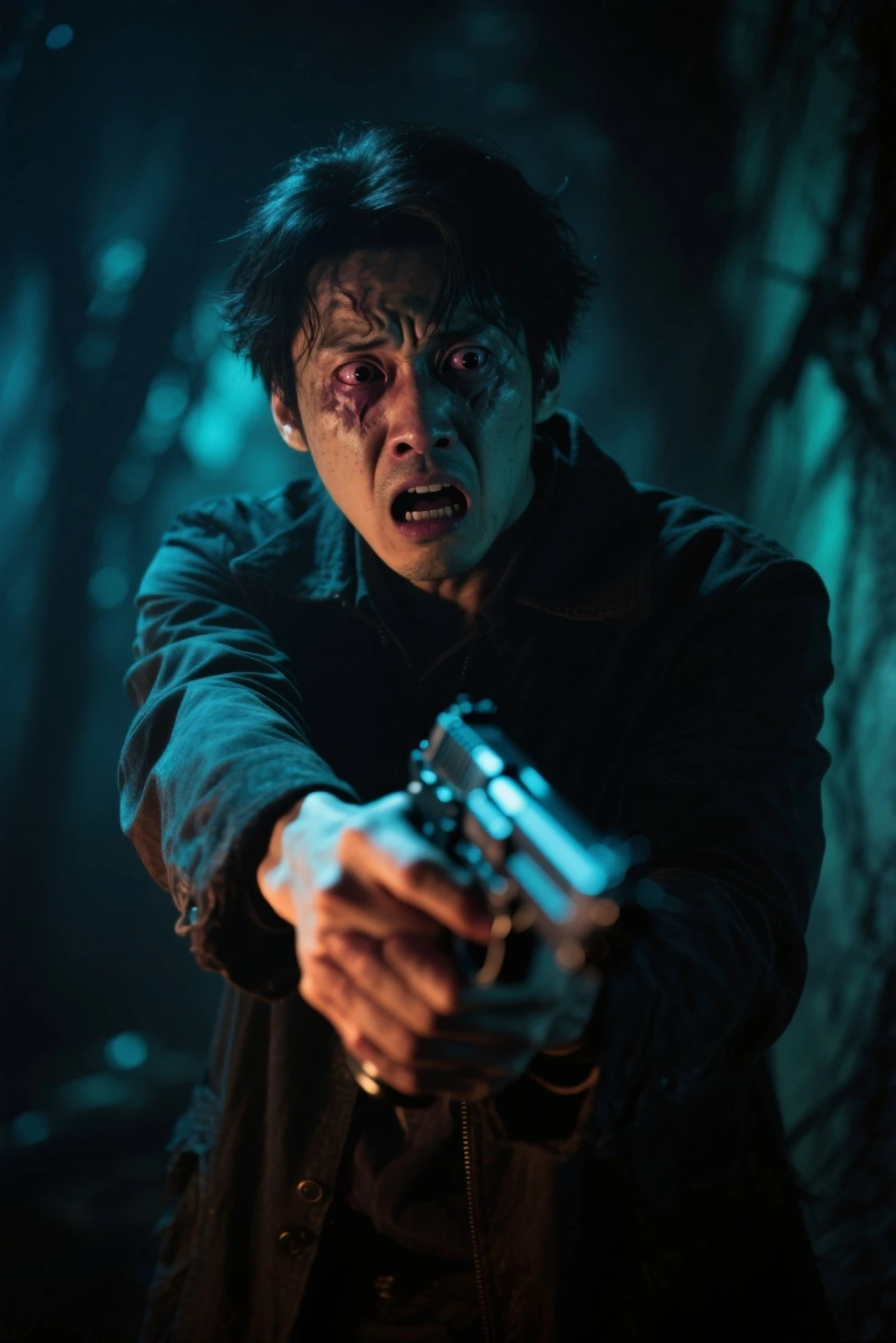 Here is the realistic full-body concept art of a zombie with a Chinese theme. The zombie appears as an ordinary person who has mutated, with a grounded and realistic appearance reflecting everyday life in China. The setting is typical of an urban or rural Chinese environment, adding to the overall realism.