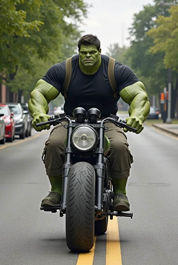 Hulk Riding bicycle on Highway