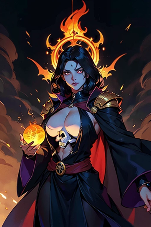 Black demon queen dressed in gold armor