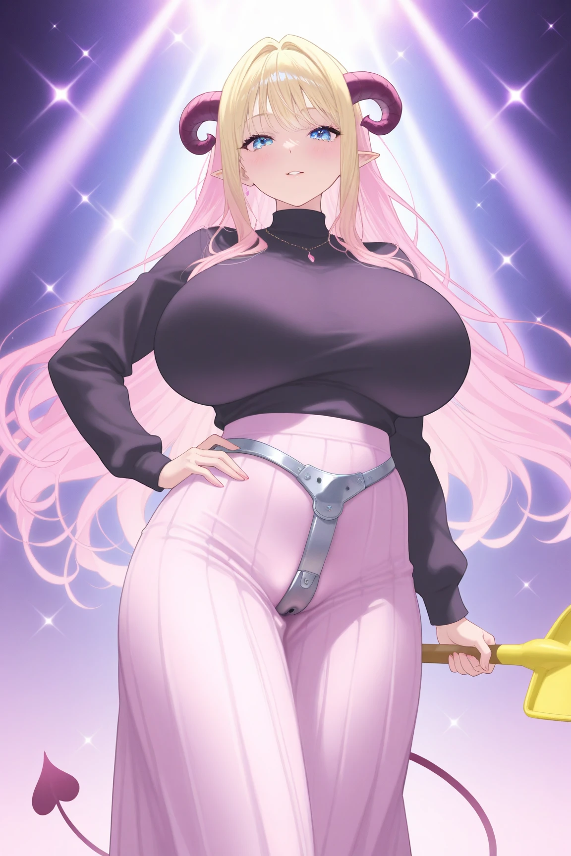 nsfw,,1 person,Sweat,White Breath,solo,one piece,Perona,View from below,No underwear,In town,Voyeur,Futanari