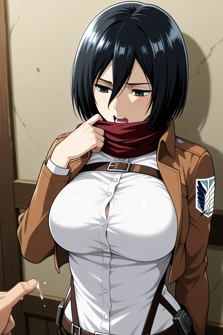 mikasa1 a woman, looking at the viewer, cowboy shot, at the streets, detailed body, smile, standing in the room, ((indoor, room)), ((sexy figure, big breasts)), milf woman , (((perfect anatomy, facing viewer, smooth skin))) , unreal engine 5 style, ultra HD, High Resolution
