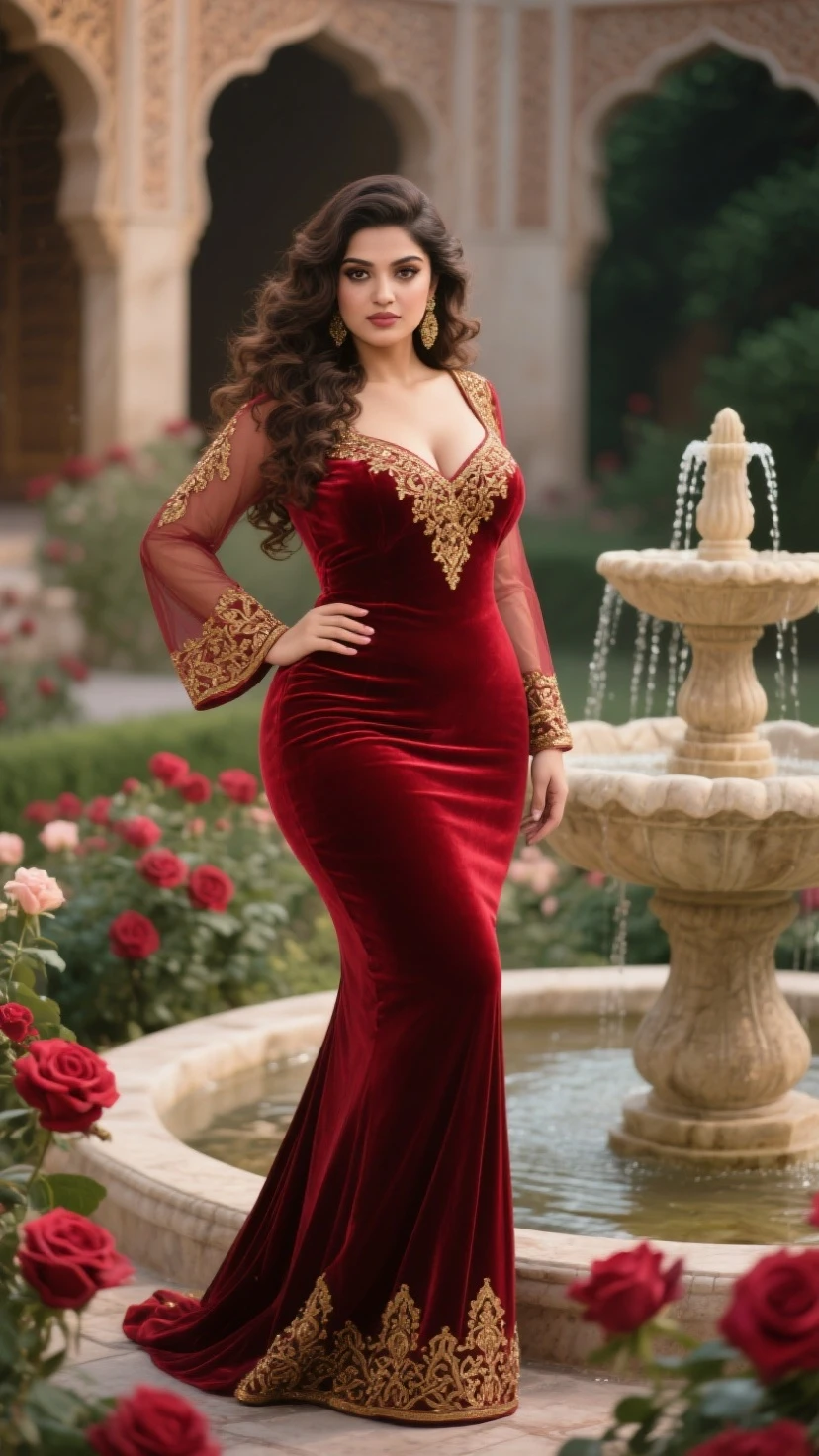 ((girl outdoor, luxurious outdoor city, luxurious place,),
(((Full body shot))), (elegant standing position, straight standing pose,), (looking at viewers, front view, front view), (masterpiece, hyper realistic, hyper detailed, photoshop, photorealists), 20 years old lady, 16k, FHD, UHD, high quality pictures, extremely detailed, candid brightness, candid shots, (iconic picture shot, perfect brightness, perfect contrast, perfect colour), (pretty face, iconic face), (detailed face, detailed eye, detailed lips, detailed neck, ultra realistic face, ultra realistic eye, ultra realistic lips), (attractive hair style, beautiful hair style), (sagging perky breasts, perfect rounded breasts, attractive breasts), (attractive body figure, perfect body figure, perfect figure, curvy_figure, hourglass_figure, wide hips), (embroidery High heels, fancy high heels), (Indian goddess, goddess),
((Fancy embroidery maxi, ruffled maxi, maroon maxi, fancy maxi, ruffled maxi, flared maxi, dense flared ruffled maxi, fancy sleeves, iconic maxi, luxurious maxi, masterpiece maxi)). , ,