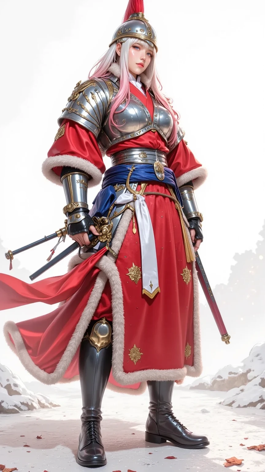 scale armor, wh chi armor, (masterpiece:1.1025), (best quality:1.05), (an extremely delicate and beautiful:1.05), (extremely detailed CG unity 8k wallpaper:1.05), (absurdres:1.05), (ultra-detailed:1.05), (1girl:1.1), cowboy shot, (holding polearm:1.2), (spear:1.1), (fighting stance:1.3), hanfu, looking at viewer, serious, detailed black hair, ponytail, bangs, detailed black eyes, armored headband, armored dress, armored gloves, gorget, flames of war, detailed background, depth of field, outdoors, gold trim, red trim, (eastern dragon pattern), shiny skin, delicate pattern, intricate detail<hypernet:anime:1>