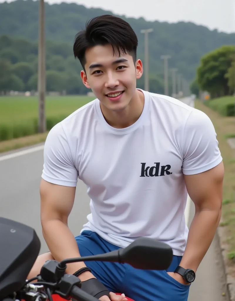 a young asian man, 20 years old, wearing a shirt and pants, dynamic movement pose, big pecs, (best quality,4k,8k,highres,masterpiece:1.2),ultra-detailed,(realistic,photorealistic,photo-realistic:1.37),HDR,UHD,studio lighting,ultra-fine painting,sharp focus,physically-based rendering,extreme detail description,professional,soft colors,bokeh,portrait,photography
