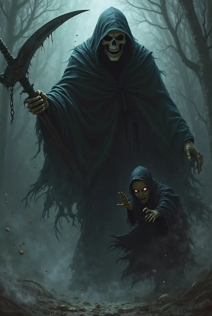 the night,Double,Bald middle-aged man in cloak,170 height,The expression is fierce,bucket-hat,Ride on zombies(Chinese_Qing_zombi:1.3)shoulder on,Zombie face skin,Open-mouthed,Claws,Depict facial details in detail,The background is woods,themoon,barren,super-fine,hyper HD