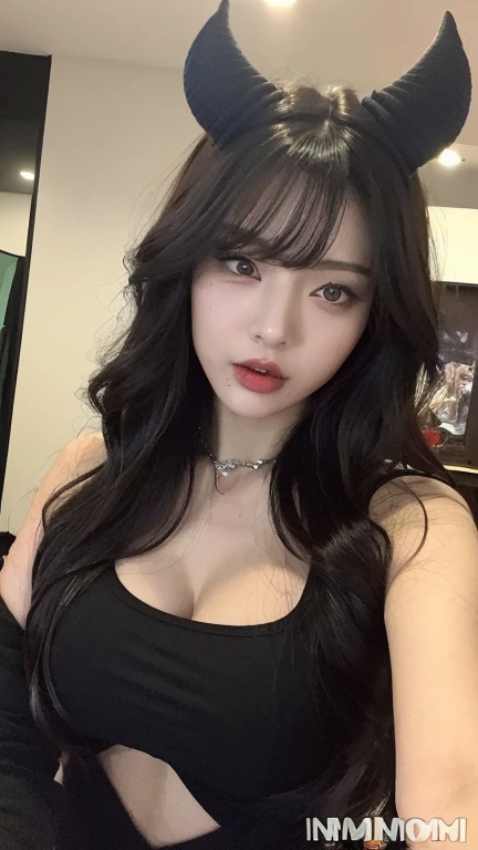Wearing a black jacket、Arafe woman with visible, As if Lisa Simpson came back to life, leaked image, leaked photo, at instagram, dilraba dilmurat, ruan cute vtuber, cartoonish cute, Hannah Alisa Omale, Instagram, Larisa Manobal, eva elfie, katelynn mini cute style、huge-breasted、sensual breasts、Sensual body、Scary eyes