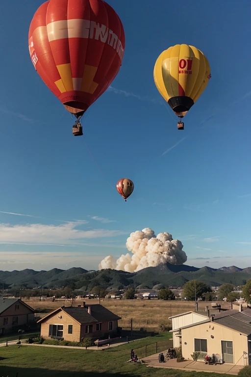 <lora:Blow It Up - (Trigger words are Explosion Artstyle) :1> explosion artstyle, farshot, hot air balloon.