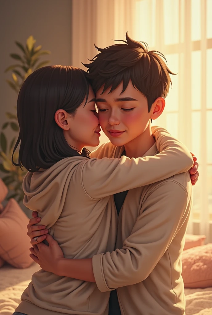 Young teacher is kiss student