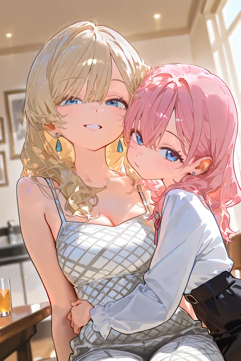 ((mature adult tall woman, mature_face)), (glowing aqua eyes), cat ears, narrow waist, gradient (pink hair), big breasts, big areolae, (oily skin) ,              


2 mature women, anime mature woman with pink hair and purple dress kissing another woman in nipple, shirabii, two beautiful mature anime women, r/art, r /art, r / art, anime women, yuruyuri, ecchi anime style, arm around her neck, cel shaded anime, high quality fanart, 2 d anime style, full colored, kissing together cutely in nipples, beautiful depiction, soaking another breast milk, soaking another nipple, casual clothes, skirts, t-shirts, lesbians, thicc, sexy