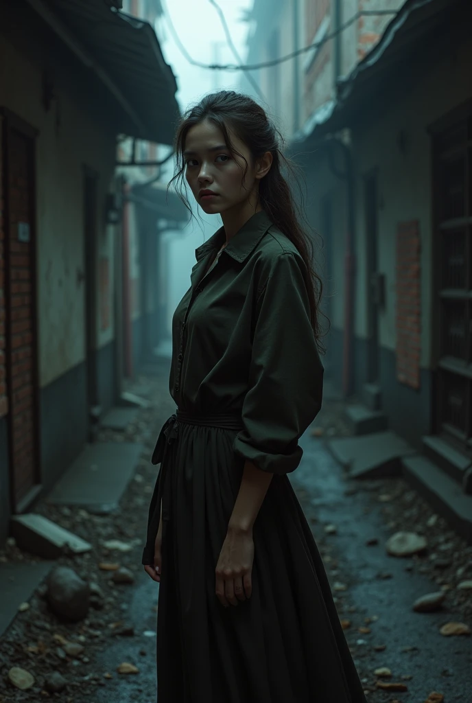 (masterpiece, high resolution, photo-realistic:1.3), (portrait of a Japanese woman with long hair adorned with several braids and red ribbons:1.2), (her bright green eyes shining with brilliance:1.2), (flawless complexion and perfectly done makeup:1.2), (dressed in a formal outfit with a black blazer and a white blouse:1.1), (wearing a long black skirt:1.1), (standing inside an elegantly lit elevator:1.1), (her face perfectly illuminated with soft lighting:1.1), (Sony Alpha 1 camera, perfect for capturing stunning details in portraits:1.2), (paired with the Sony FE 85mm f/1.4 GM lens:1.2), (the multiple braids with red ribbons adding a touch of elegance:1.1), (her captivating green eyes drawing viewers in:1.1), (the impeccable makeup highlighting her features:1.1), (the formal attire exuding professionalism and sophistication:1.1), (the elevator setting creating a sense of solitude and contemplation:1.1), (a moment captured in the stillness of the elevator:1.1), (the Sony FE 85mm f/1.4 GM lens creating a pleasing background blur:1.1), (a portrayal of poise and grace in a confined space:1.1), (the woman's confident and serene expression:1.1), (a glimpse into a moment of quiet introspection:1.1), (the camera's high-speed capabilities capturing subtle expressions:1.1), (the woman's unique style and beauty shining through:1.1), (a photo that evokes a sense of elegance and sophistication:1.1), (the woman's radiant presence illuminating the scene:1.1), (a timeless depiction of a woman in an intimate moment:1.1).
