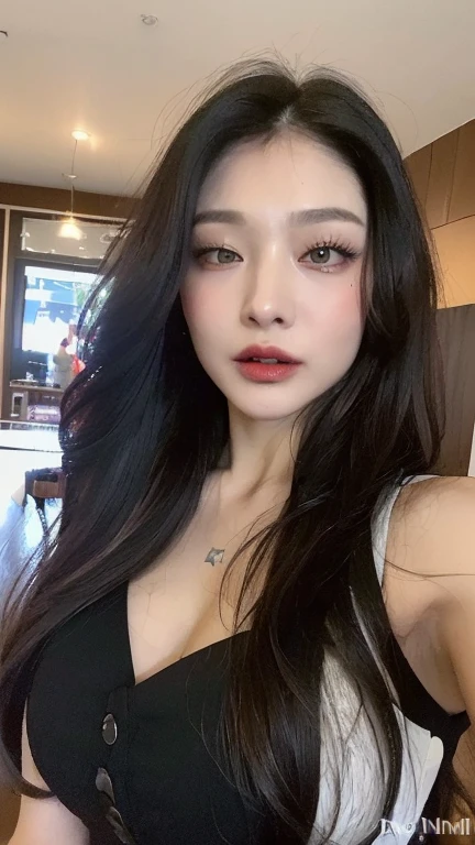 Best quality,masterpiece,ultra high res,(photorealistic:1.4),1girl,fine fabric emphasis,(black eyeshadow:1.1),(upswept eyeliner:1.5),(gloss lips:1.3)