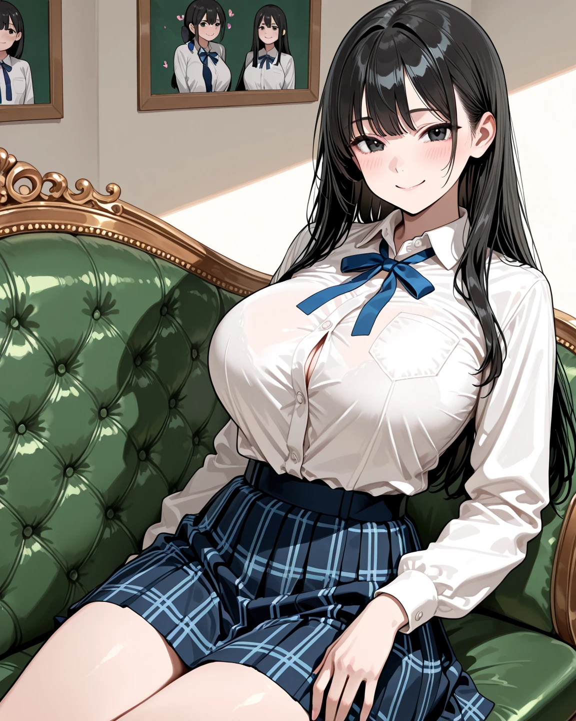 “(Perfect masterpiece:1.2),(best quality:1.2),Stunning face,Girl student uniform,mature chubby,Large pupilakeup for bright eyes,long, Luxurious Rashul Pout,Irresistible charm。”(((Super huge,deep:1)))