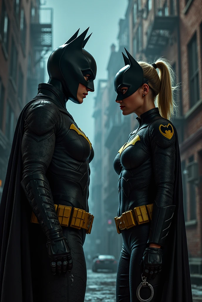 scarlett, (Batman cosplay), highly detailed, artstation, smooth, sharp focus, 8K,(underboob)