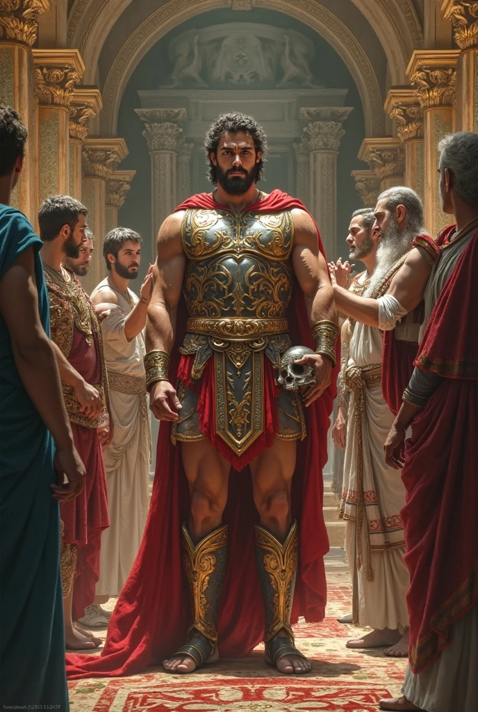 The image of Astyages, king of the Medes, angry and seeing Cyrus in his palace