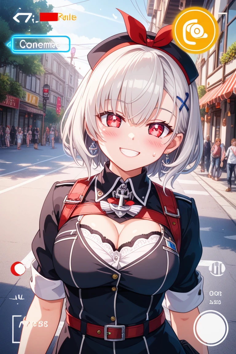 (((Official alternative costumes, Arrow skin))), 1girll, Breasts, Show on the \(arknight\), Solo, mitts, Large breasts, unwear, Red nails, cleavage, Horns, Fingerless gloves, Jacket, whaite hair, Black gloves, upper legs, Tail, Shorts, shirt, Smile, Black jacket, black thighhigns, Open jacket, Black shorts, Black choker, nail polish,
view the viewer, Cowboy shot, Demon tail, whaite hair, thigh band, cleavage, ((Indoors, Bar \(place\))),
(A high resolution), 8K, Detailed, Ambient light, Digital art, Soft lighting, (Hyper-detailed background:1.2), Nature,, Flowers, Caustics, pondering, (Highest quality), ((Perfect face)), very deep eyes, (Cinematic lighting),