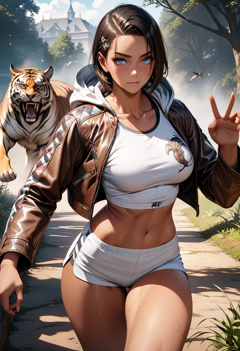((( best quality ))), ((( masterpiece ))), ((( absurdres ))), muscular woman beautiful warrior Barbara wielding a large sword, Conan the Barbarian style, Simon Bisley style for a cover of Heavy Metal magazine, (( tiny thong made of brown animal skin )), (( large breasts semi covered by brown animal skin )), generous neckline, necklace of bones and teeth, earring of bones, scenery of icy mountains, ((( whole body ))), ((( brown )))