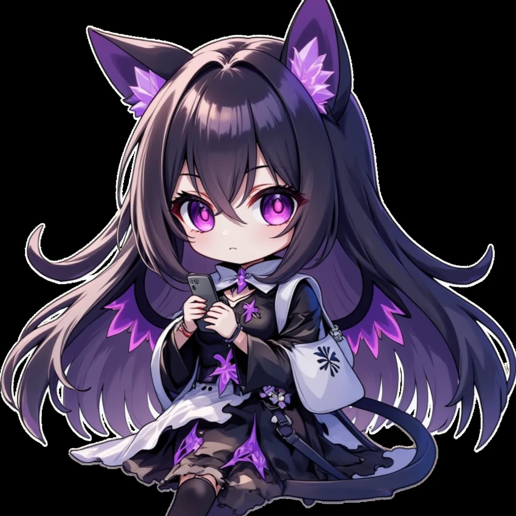 <lora:Hyung-Tae_Chibi_style_-_XL:0.9> KChibi, cat girl, warlock, HD, 8K