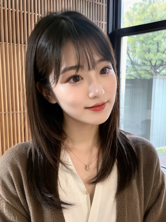 Tabletop, Highest quality, figure, Super detailed, In detail, High resolution, 8k wallpaper, Perfect dynamic composition, Beautiful attention to detail, White kimono,Bob Hair, Center of chest, Natural color lip, Random sexy poses,smile,20-year-old girl　huge 、classroom、White see-through body stockings、