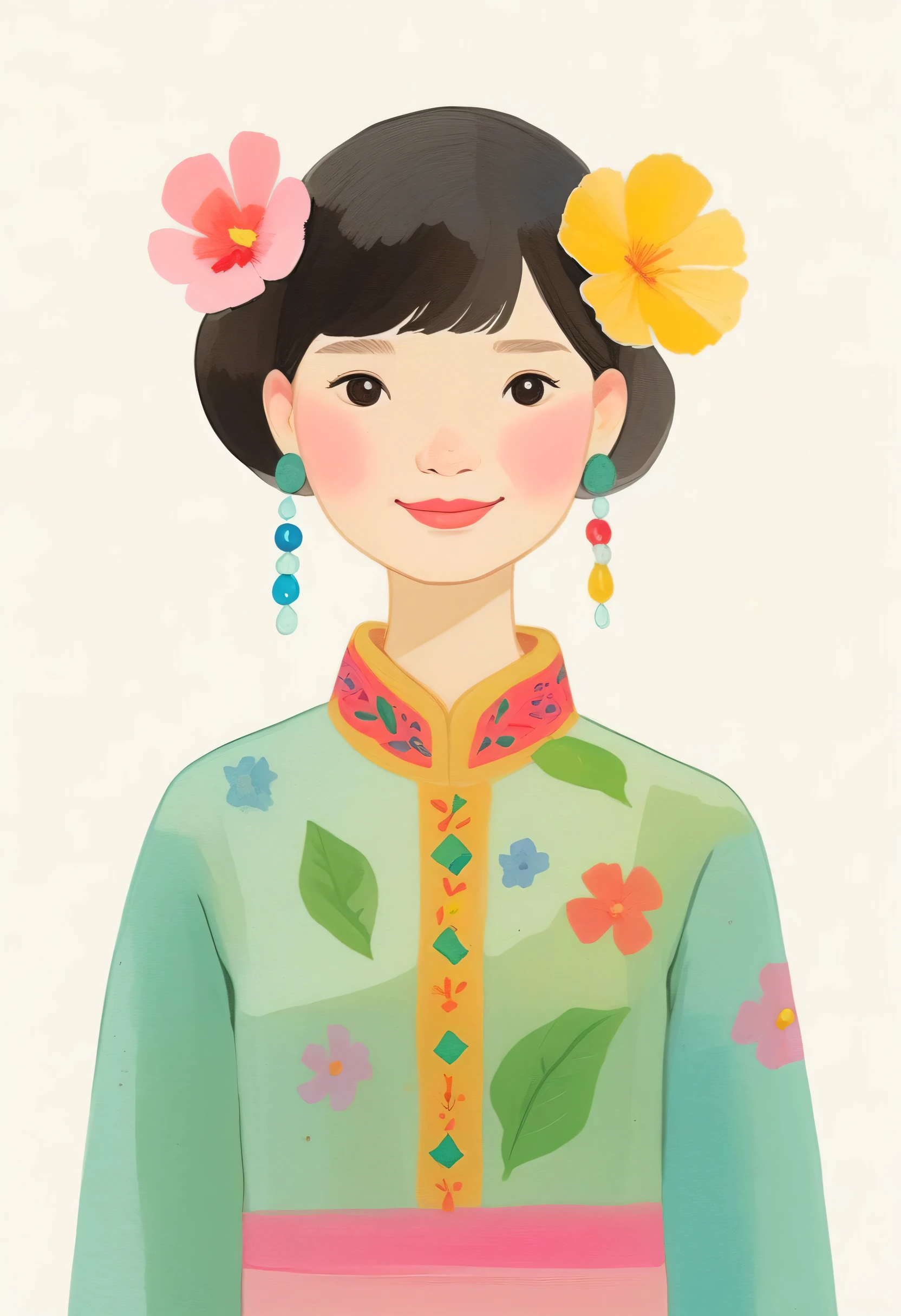 Beautiful Vietnamese Girl Wearing Ao Dai and Smiling、full body esvian、Full Body Map、quiet pose 、neutral color,Boho,Matt,Glass Sculpture,Broken glass effect, Vivid, Bright Colors ,Natural Light,Figurative Art by Yvona Lifshes and Katharina Abell,Intricate Details,very detailed,Greg Lutkowski,mystery、j_drawing、YukiWC, 1girl, 、