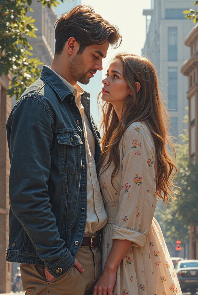 Couple looking at each other