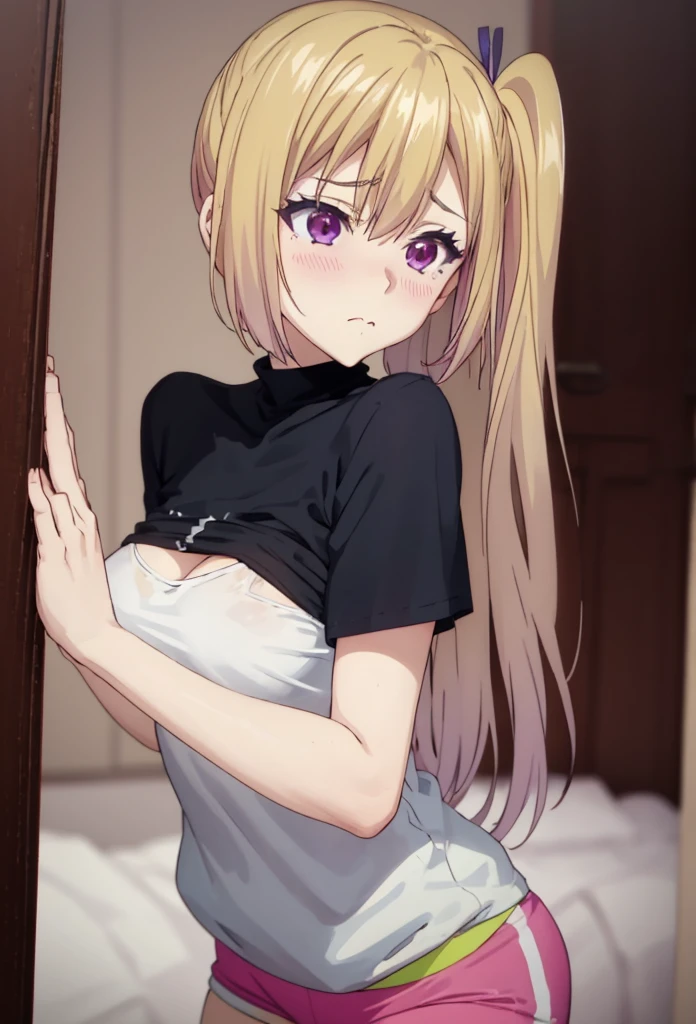 sfw,1girl,1 person、toloverumy, my, Yellow Hair, Long Hair, Red eyes, break 全naked、naked、Small breasts、 break indoors,bed ,Sit on a chair、Spread your legs、 break1boy ,(penis)、 Cowboy Shot,Medium chest、((Pussy、pussy)、bottomless,(Put your arms behind your head)、(Pussyメコスジ:1.0)、embarrassed,(straddling),sex,lying on bed, (cum in pussycreampie),break (masterpiece:1.2), Highest quality, High resolution,