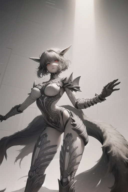 female body wolf, purple fur, long silver claws, arms outstretched, stand-up --auto --s2
