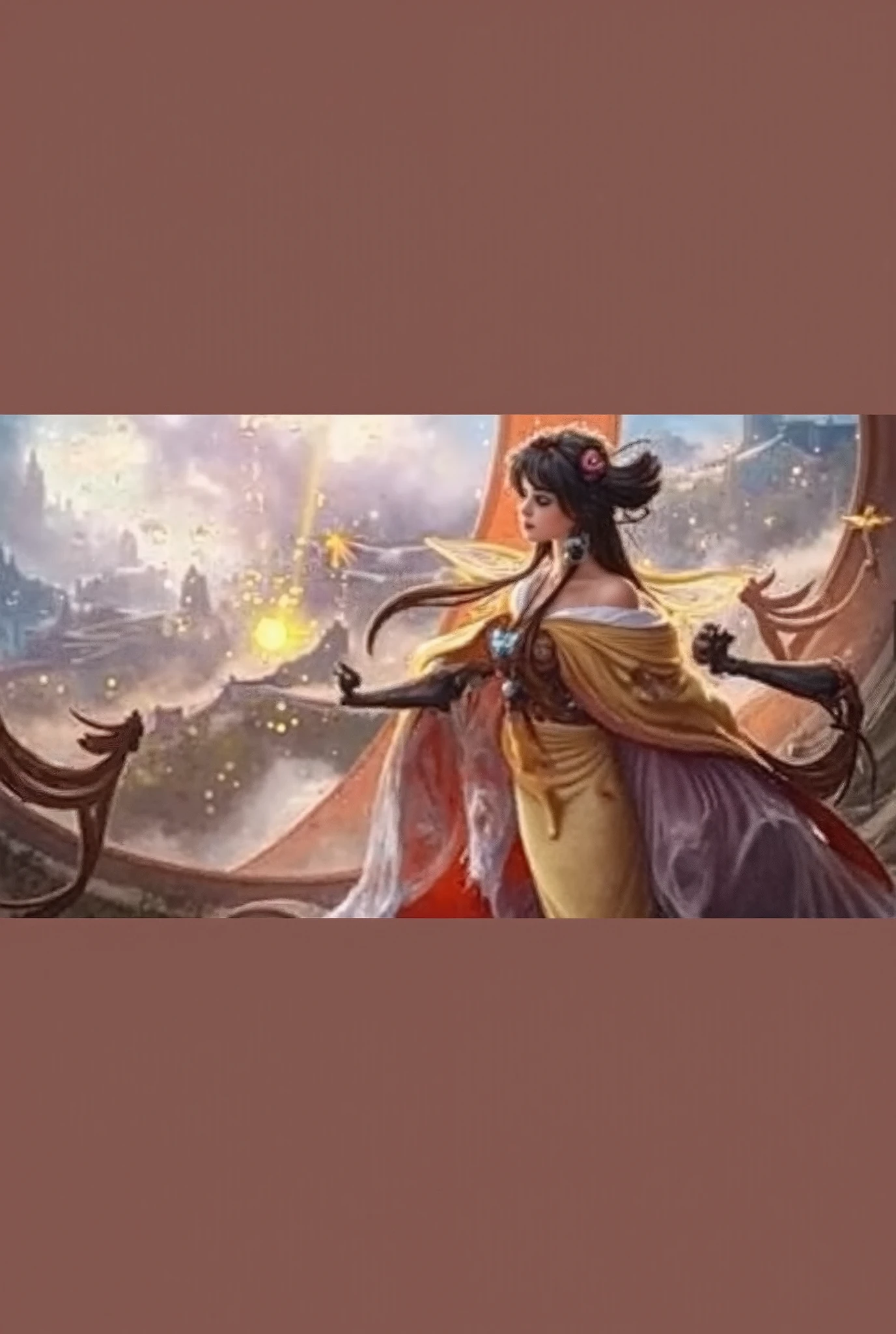 a close up of a strong amazon woman in her 30's, with red eyes and brown hair, wearing a black and red belly dancer attire, a heroine with red eyes, female mage with sun power, middle-eastern princess, standing in a middle-eastern temple, new costume concept design, in the style of blade and soul, full body character concept, detailed character design, inspired by Yang Jin, inspired by Li Mei-Shu, chinese costume, inspired by Lan Ying, inspired by Sim Sa-Jeong, inspired by Li Tang, lunar themed attire, costume with orange accents, inspired by Ju Lian, colored concept art, highly detailed character design, highly detailed face, inspired by Ai Xuan, very highly detailed face, unreal engine render, final fantasy 14 style, inspired by Leng Mei