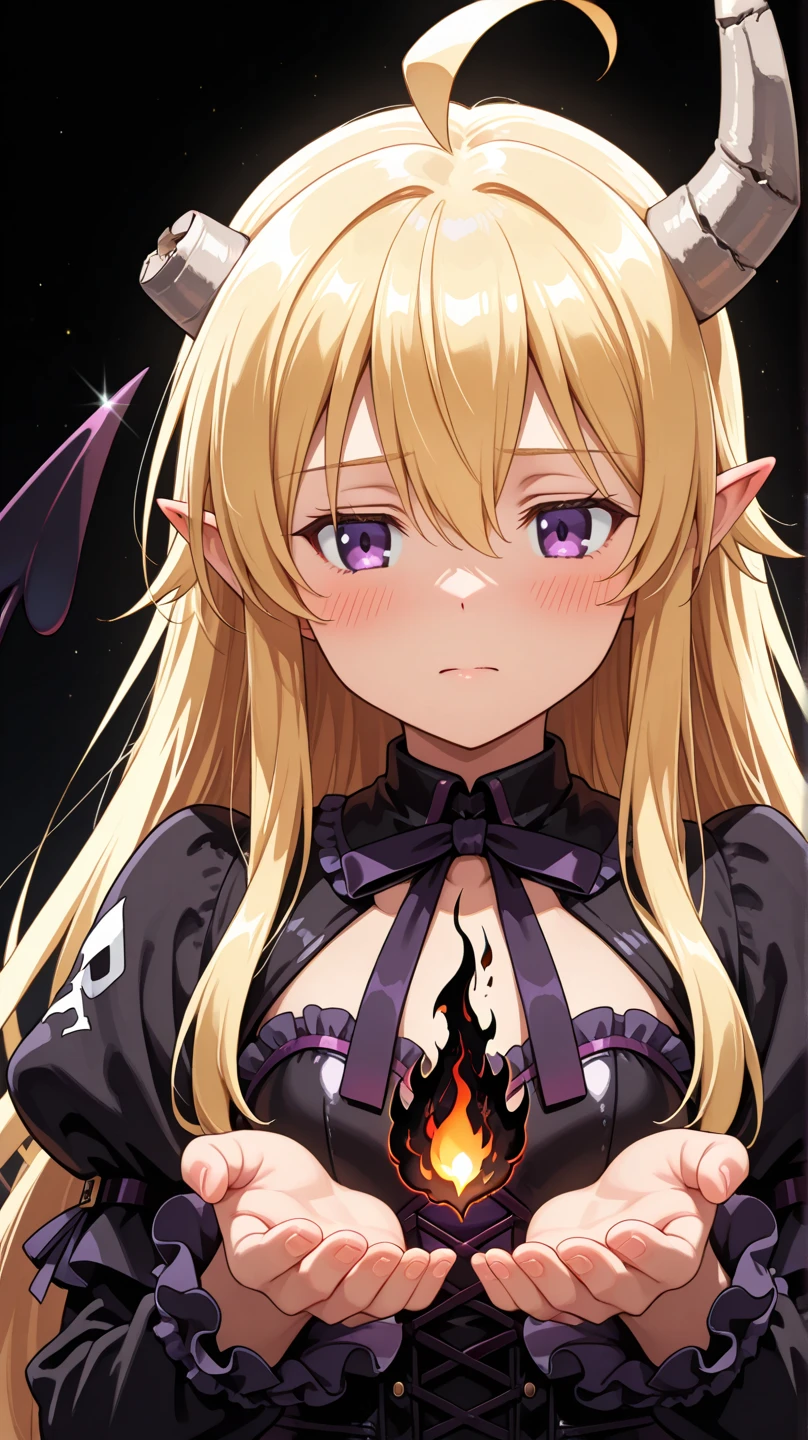 (best quality,4k,highres),sexy demon ,open denim shorts,white wet t-shirt,bare midriff,underboob,batwings,dracula fangs,gazing at viewer,portraits,vivid colors, Blonde hair,dark and atmospheric lighting, Viewer Looking up at her,