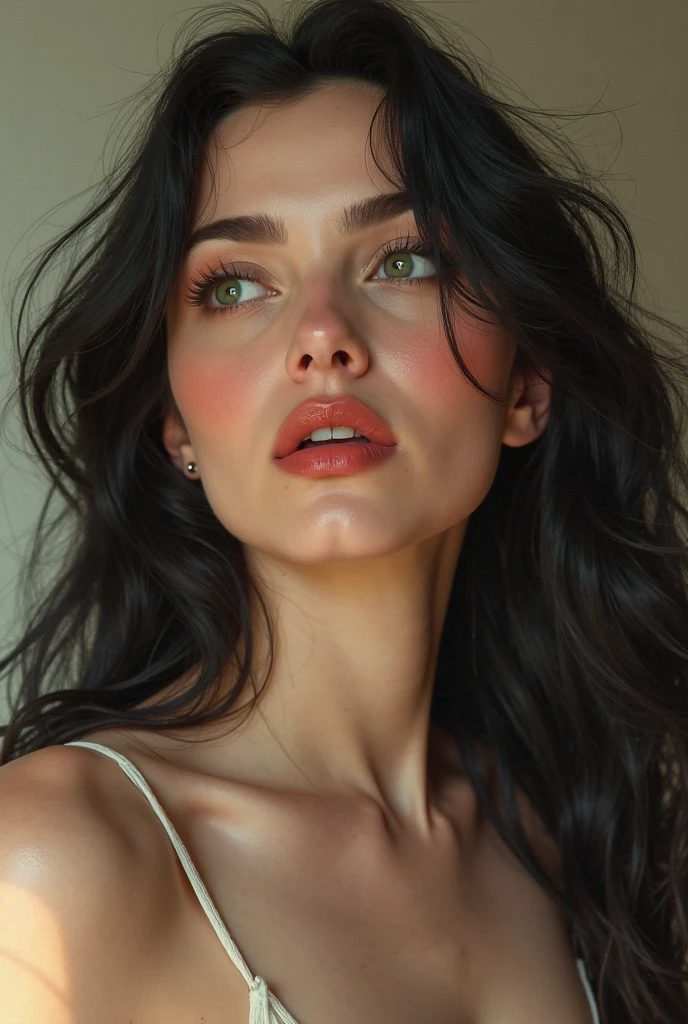 Madison beer, realistic photorealistic detailed skin texture, intricate details, beautiful detailed eyes, beautiful detailed lips, extremely detailed face, long eyelashes, sensual pose, naked, bare feet, tongue out
