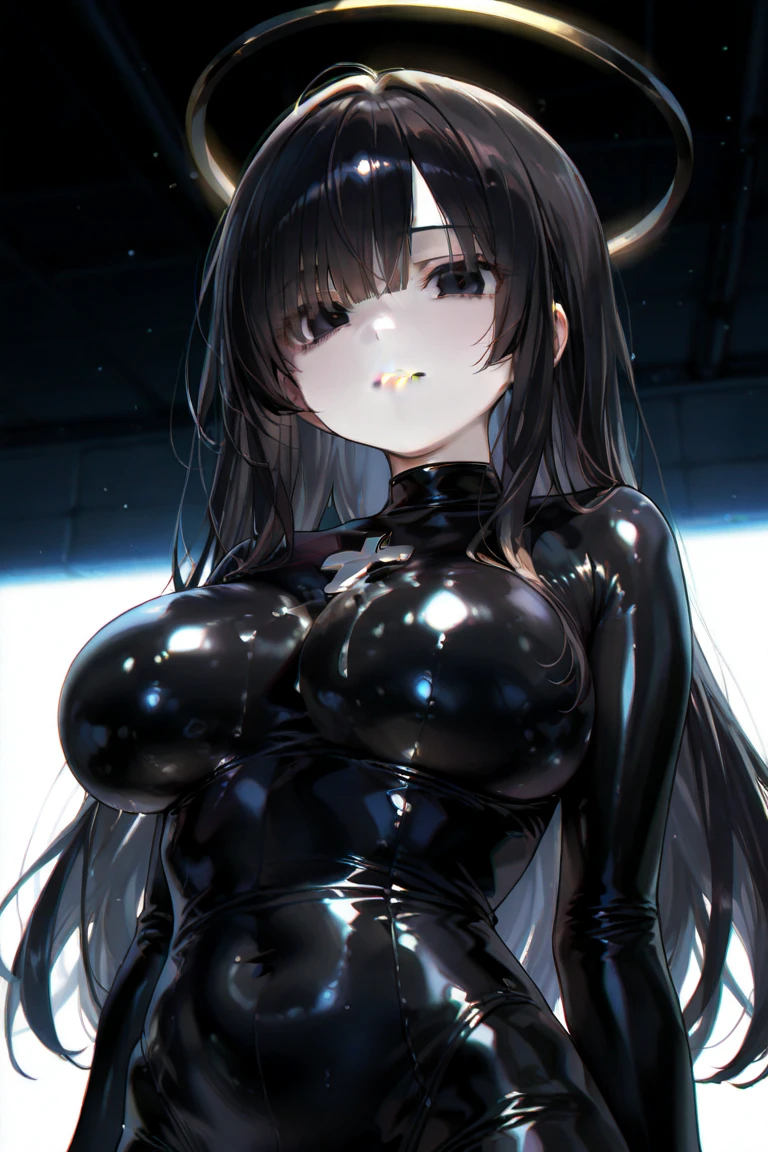 1 girl,Browsing Caution,clavicle, Absurd, brainwashing,Combatant, Hollow Eyes,((Purple glowing eyes 1.5)), Huge breasts , Expressionless, Emotions are removed,(Black latex tight bodysuit),avert your eyes , whole body shape, ((Squat,Spread your legs, Put your arms behind your head)),(Highest quality、4K、8k、High resolution、Must have:1.2)、Very detailed、(reality、reality的です、reality的:1.37)、Ticker、Hyper HD、Studio Lighting、Ultra High Definition Paint、Sharp focus、Physically Based Rendering、Extreme Detail、Professional specifications、Vibrancy and color、Blurred、Sports portrait、landscape、Horror Style、Anime Big Tits、sf、photograph、Concept Artist、Five Fingers, Perfect body, {{{masterpiece}}}, {{{Highest quality}}}, {{Very detailed}}, {shape}, {{Very delicate and beautiful}},Improved cost performance、All Roles、Canon 5D MK4でphotograph、photograph,